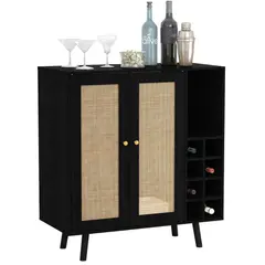 GENERICO - Mueble Aparador Bar con Ratan Romeh Negro Muebles Gaudi