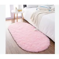 GENERICO - Alfombra ovalada felpa1,50 x 50 cm color rosado bebé