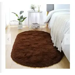 GENERICO - Alfombra ovalada felpa1,50 x 50 cm color marrón
