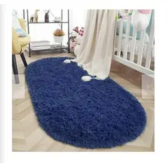 GENERICO - Alfombra ovalada felpa1,50 x 50 cm color azul marino