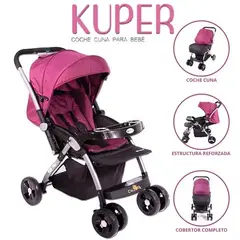 EBABY - Coche de paseo Kuper EB1143-1 con Bandeja Rosado