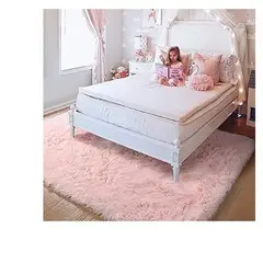 GENERICO - Alfombra Rectangular peluche pelo largo 1.60 x 2.00m rosado bebé