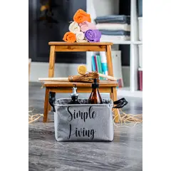 DORELINE - Mini canasta rectangular color plomo Simple living 35x25x25cm