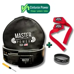 MASTERPOWER - CINTURON - MASTER POWER + STRAPS ROJO + PULSERA