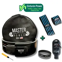 MASTERPOWER - CINTURON - MASTER POWER + RODILLERA CELESTE+ MAGNESIO 50ML