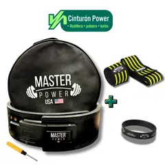 MASTERPOWER - CINTURON - MASTER POWER + RODILLERA AMARILLA + PULSERA