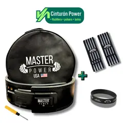 MASTERPOWER - CINTURON - MASTER POWER + RODILLERA GRIS + PULSERA