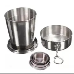 GENERICO - Taza Retráctil de Acero Inoxidable 250 ml con Tapa