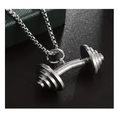 OEM - Collar Hombre Mancuerna Pesa Fit Gym Acero Inoxidable x Cumpleaños