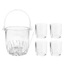 HYGGE - Hielera de Vidrio Set de 5 pcs Hielera más 4 Vasos