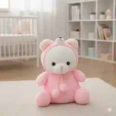 GENERICO - Peluche Oso Blanco Con Disfraz Rosado