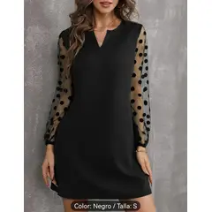 GENERICO - VESTIDO ELEGANTE NEGRO MAYA CON LUNARES COLECCIÓN ARIANA - DHIT