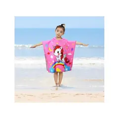 GENERICO - Toalla de Baño Tipo Capa con Capucha Unicornio para Niñas Verano