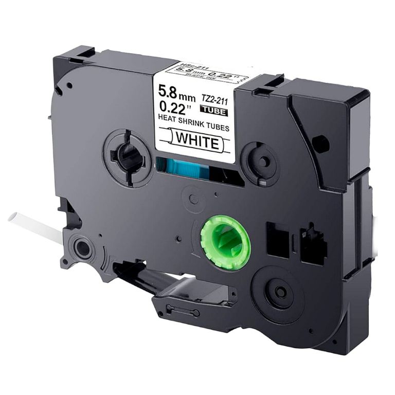 CINTA BROTHER COMPATIBLE HS2-211E 5-8MM LETRA NEGRO SOBRE BLANCO