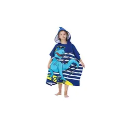GENERICO - Salida de Baño Tipo Capa con Capucha Dino para Niños Verano