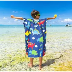 GENERICO - Salida de Baño Tipo Capa con Capucha Dino para Niños Verano