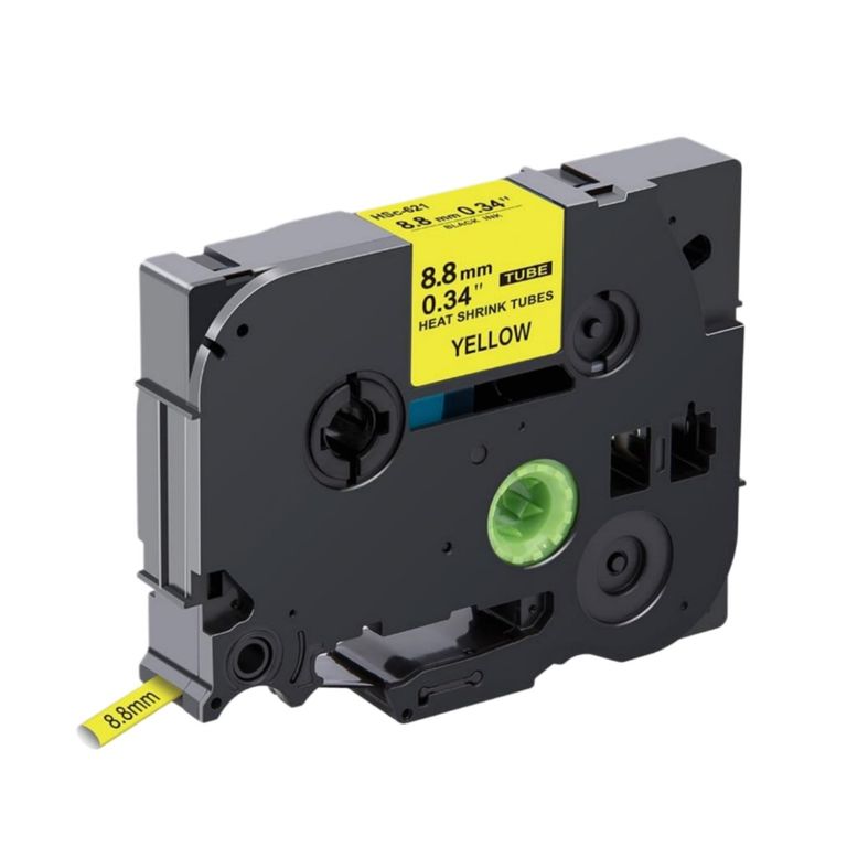CINTA BROTHER COMPATIBLE HSe-621 8-8MM LETRA NEGRO SOBRE AMARILLO
