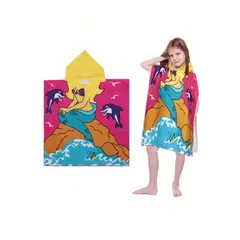 GENERICO - Salida de Baño Tipo Capa con Capucha Sirena para Niños Verano