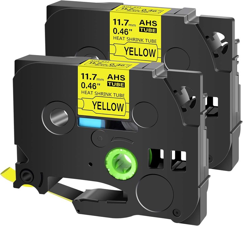 CINTA BROTHER COMPATIBLE HS2-631 11-7MM LETRA NEGRO SOBRE AMARILLO