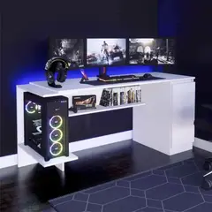 Pelikano - Escritorio gamer 140 cm blanco Innovaciones Lumik