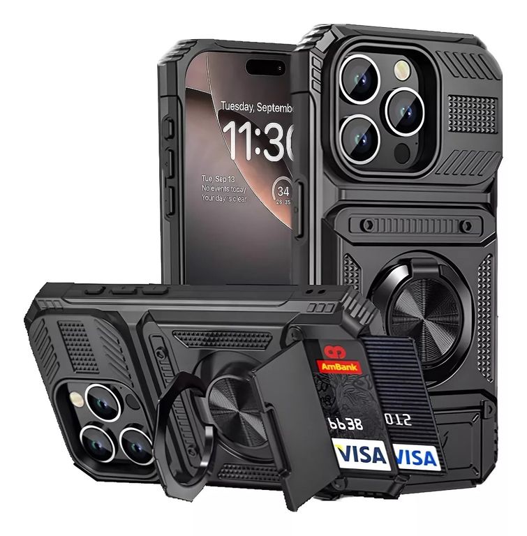 Carcasa Para iPhone 16 Pro Max Tarjetero Anillo Magnético Holder