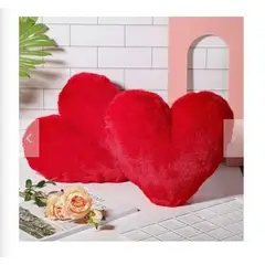 GENERICO - COJIN CORAZON PELO CORTO 35X35 ROJO