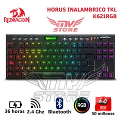 REDRAGON - Teclado Mecanico Inalambrico TKL Horus Negro K621 RGB