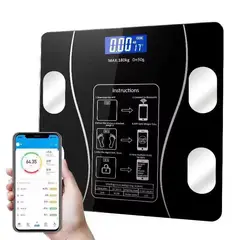 OEM - BALANZA DIGITAL BLUETOOTH CAPACIDAD 180 KG – A PILAS - NEGRO
