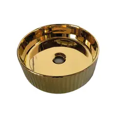 FRATELLI - Bowl de Loza Mod Circular Dorado 36x36x12cm