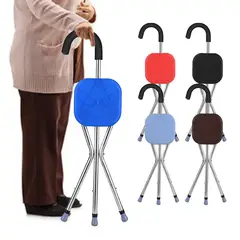 OEM - Baston Plegable Portatil Ajustable Con Asiento De Apoyo UNISEX