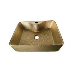FRATELLI - Bowl de Loza Mod Cuadrado Dorado Texturado 48x37x13cm