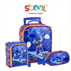 GENERICO - PackPack de Maleta+lonchera+cartuchera Sonic