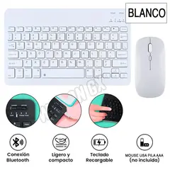 GENERICO - Teclado con Mouse Bluetooth Inalambrico para Pc Tablet Mac iPad Blanco
