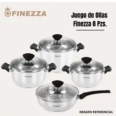 FINEZZA - Juego de ollas de acero inoxidable 8 piezas FZ-1006TV