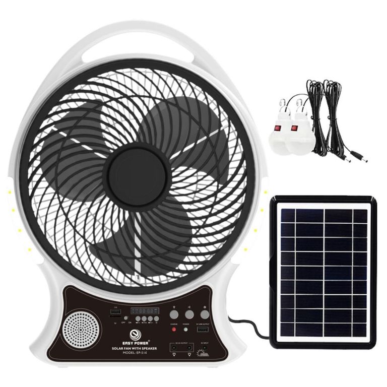 Ventilador con Panel Solar y Parlante Bluetooth Radio FM 514BT