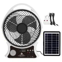 SEISA - Ventilador con Panel Solar y Parlante Bluetooth Radio FM 514BT