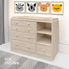 GENERICO - Cómoda Cambiador Para Bebé Amore 5 Cajones Manzano 100 cm Huk