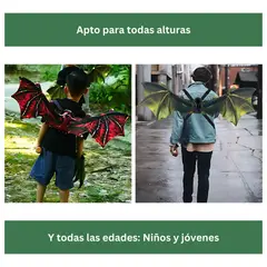 GENERICO - Alas de Dinosaurio Verde con LED sonido y movimiento