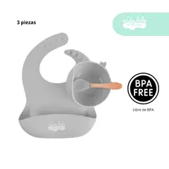 GENERICO - Set de alimentación de bebé 3 piezas Plomo