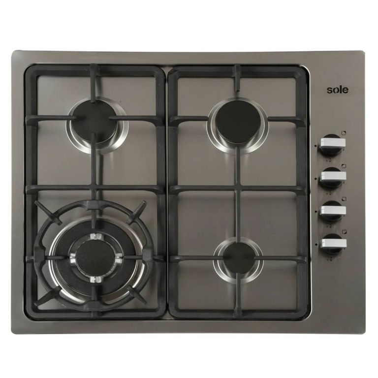 ENCIMERA A GAS ACERO INOX. 58CM 4 QUEMADORES A SOLCO036