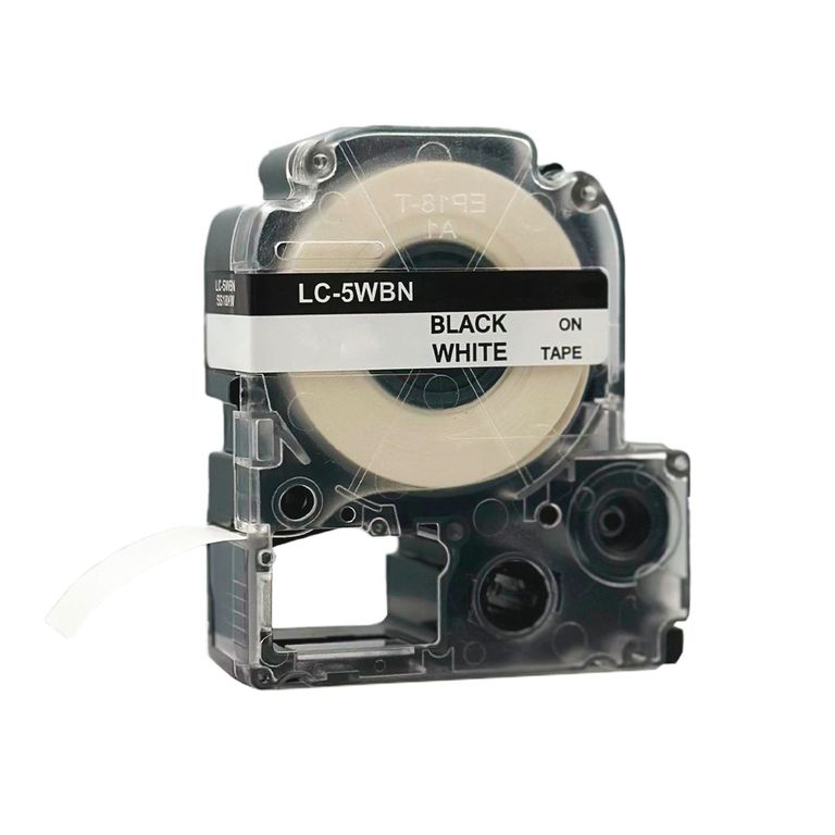 CINTA EPSON COMPATIBLE LC-5WBN 18MM LETRA NEGRO SOBRE BLANCO