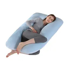 GENERICO - Almohada Multi Postural para Embarazo y Lactancia Celeste