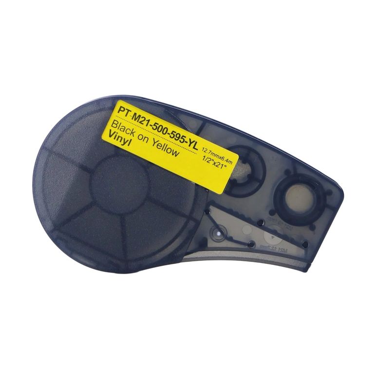 CINTA BRADY COMPATIBLE PT-M21-500-595 12-7MM NEGRO SOBRE AMARILLO