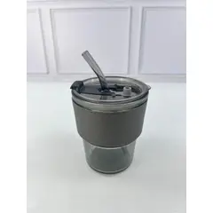 GENERICO - Taza de Vidrio con sorbete 400 ml Griss