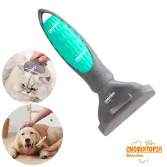 GENERICO - CEPILLO ELIMINA PELO INTERNA EXTERNO PERRO-GATO-TURQUESA T-M