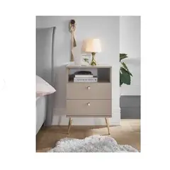 GENERICO - Velador Mesa de Noche Moderno Paulina Beige R&R MUEBLES