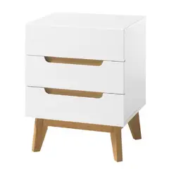 GENERICO - Velador Vintage Mapi 3 Cajones Blanco R&R MUEBLES