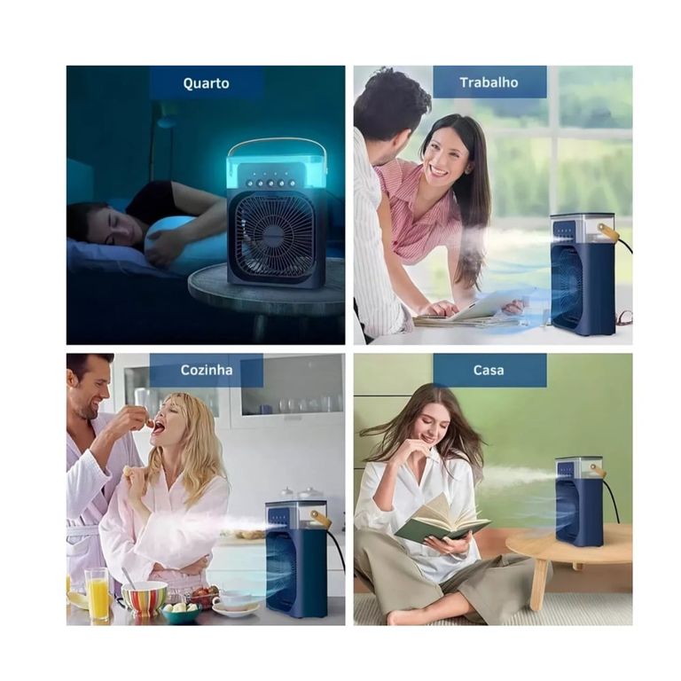 Ventilador Portátil Humidificador Air Cooler 3 en 1 NEGRO