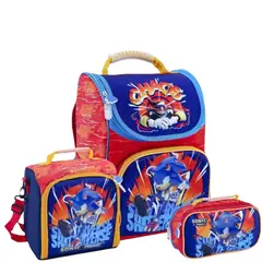 GENERICO - Set Mochila+Lonchera+Cartuchera Sonic