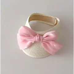 GENERICO - Sombrero de protección solar papa niña con lazo White